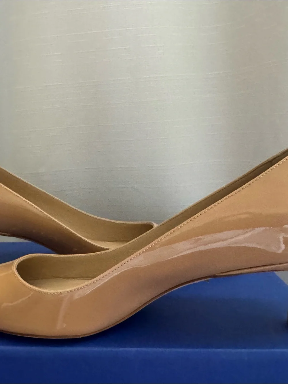 Stuart Weitzman Gold Nude Patent Pointed-Toe Pumps 6